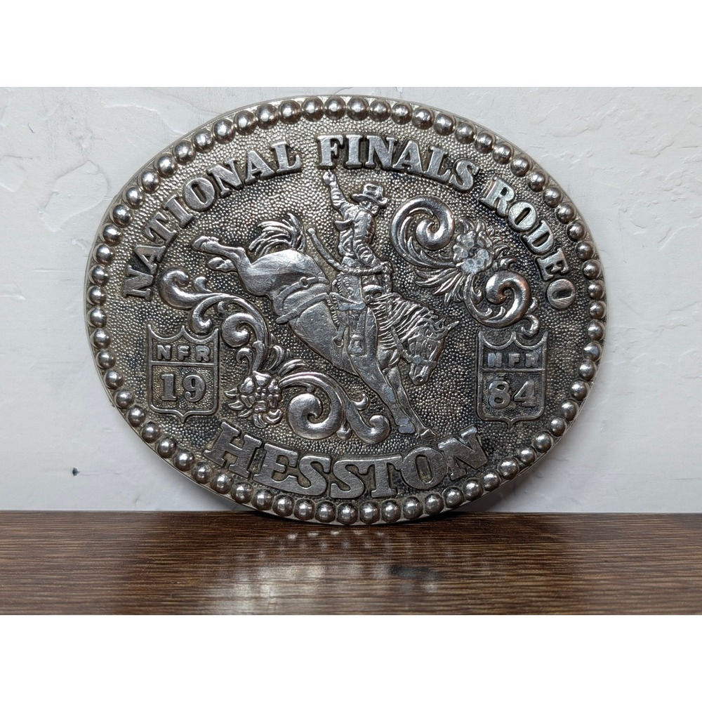 1984 Hesston National Finals Rodeo Belt Buckle Fred Fellows Anniversary Series